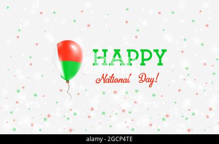 Affiche patriotique de la Journée nationale de Madagascar. Ballon volant en caoutchouc aux couleurs du drapeau malgache. Journée nationale de Madagascar avec ballon, Confe Illustration de Vecteur