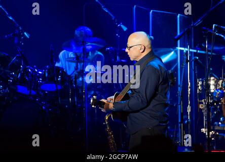 Mark Knopfler en représentation à Barcelone Banque D'Images