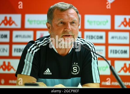 Monaco, Monte-Carlo - 09 août 2021: COMME Monaco contre AC Sparta Prague Conférence de presse au stade Louis II avec l'entraîneur Sparta Pavel Vrba. Mandoga Media Banque D'Images