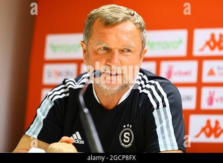 Monaco, Monte-Carlo - 09 août 2021: COMME Monaco contre AC Sparta Prague Conférence de presse au stade Louis II avec l'entraîneur Sparta Pavel Vrba. Mandoga Media Banque D'Images