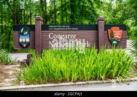 L'entrée au parc national de Congaree en Caroline du Sud. Banque D'Images