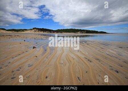motifs sur une plage de sable en tasmanie Banque D'Images