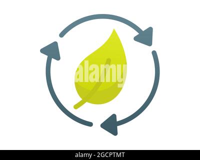 écologique écologie des feuilles bio énergie unique icône isolée avec une illustration vectorielle de style lisse Banque D'Images