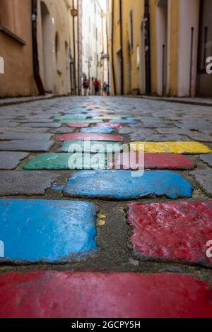 Quartier des artistes, Hoellgasse, Passau, Basse-Bavière, Bavière, Allemagne Banque D'Images