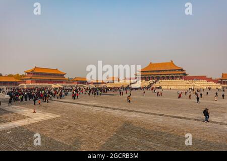 Pékin, Chine - 19 novembre 2019 : la ville interdite de pékin. Le Temple Zhaoxien. Temple bouddhiste richement décoré de la dynastie Qing. Thouses Banque D'Images