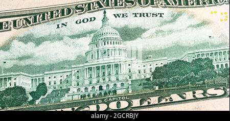Gros plan sur un billet de 50 dollars américains. Gros plan de cinquante dollars américains note. Le dollar AMÉRICAIN est la monnaie mondiale. Portrait de Ulysses Grant sur le fr Banque D'Images