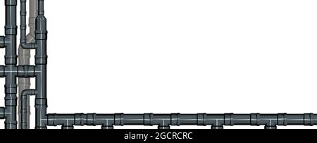 Ligne d'égout. Raccords d'eau. Pipeline à diverses fins. Cadre de bannière. Illustration isolée sur le vecteur d'arrière-plan Illustration de Vecteur