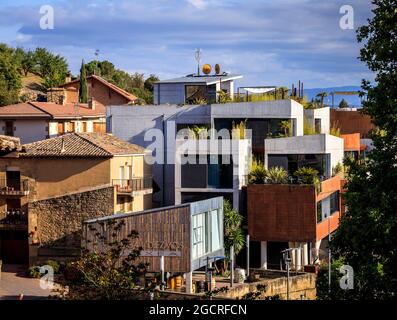 Cet hôtel de luxe Viura se trouve dans le village de Villabuena de Alava, au centre de la région viticole de Rioja. Espagne. Banque D'Images