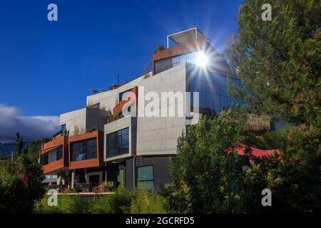 Cet hôtel de luxe Viura se trouve dans le village de Villabuena de Alava, au centre de la région viticole de Rioja. Espagne. Banque D'Images