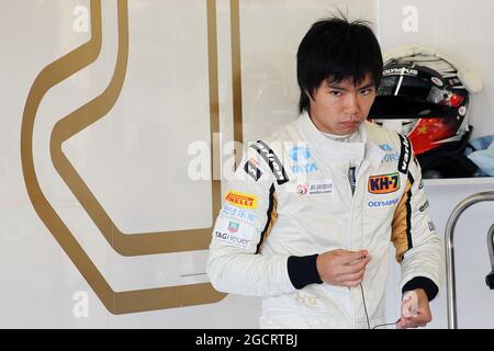 Ma Qing Hua (CHN) pilote d'essai de l'écurie Hispania Racing F1 Team (HRT). Test des jeunes pilotes Formula One, jeudi 12 juillet 2012. Silverstone, Angleterre. Banque D'Images