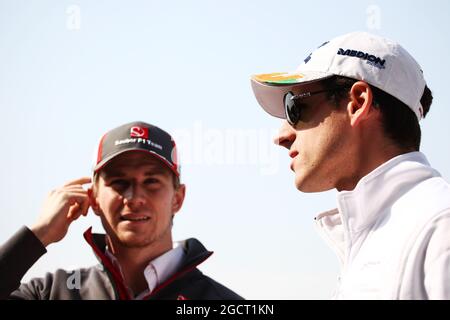 (De gauche à droite): Nico Hulkenberg (GER) Sauber avec Adrian Sutil (GER) Sahara Force India F1. Grand Prix de Chine, jeudi 11 avril 2013. Shanghai, Chine. Banque D'Images