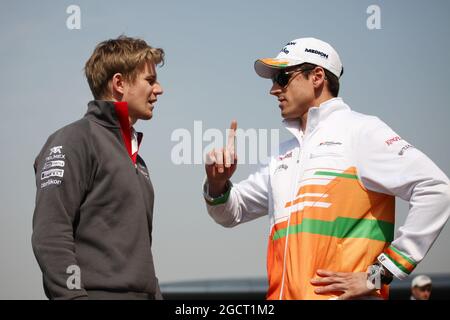 (De gauche à droite): Nico Hulkenberg (GER) Sauber avec Adrian Sutil (GER) Sahara Force India F1. Grand Prix de Chine, jeudi 11 avril 2013. Shanghai, Chine. Banque D'Images