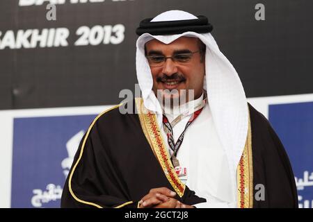 S.A.R. le Prince Salman bin Hamad Al Khalifa sur le podium. Grand Prix de Bahreïn, dimanche 23 avril 2013. Sakhir, Bahreïn. Banque D'Images