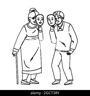 Agéisme des personnes âgées vecteur de couple homme et femme Illustration de Vecteur