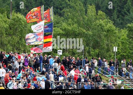 Fans avec drapeaux Michael Schumacher (GER). Grand Prix d'Allemagne, vendredi 5 juillet 2013. Nurburgring, Allemagne. Banque D'Images