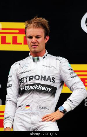 Nico Rosberg (GER) Mercedes AMG F1 sur le podium. Grand Prix d'Espagne, dimanche 11 mai 2014. Barcelone, Espagne. Banque D'Images