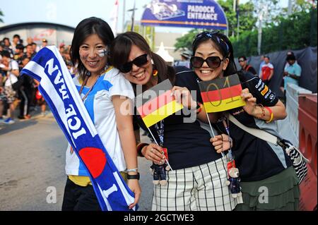 Ventilateurs. Grand Prix de Singapour, dimanche 21 septembre 2014. Marina Bay Street circuit, Singapour. Banque D'Images