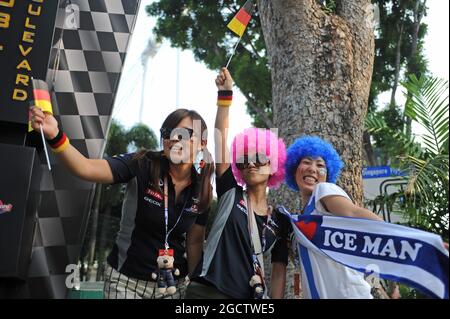 Ventilateurs. Grand Prix de Singapour, dimanche 21 septembre 2014. Marina Bay Street circuit, Singapour. Banque D'Images