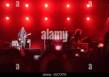 Lenny Kravitz (Etats-Unis) joue un concert dans le Parc Olympique. Grand Prix de Russie, samedi 11 octobre 2014. Sotchi Autodrom, Sotchi, Russie. Banque D'Images