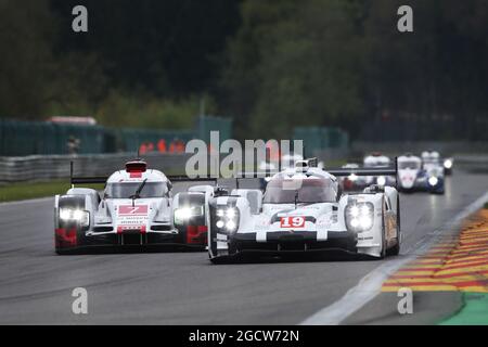 Nico Hulkenberg (GER) / Earl Bamber (NZL) / Nick Tandy (GBR) #19 Porsche Team Porsche 919 Hybrid. Championnat du monde d'endurance de la FIA, deuxième manche, samedi 2 mai 2015. Spa-Francorchamps, Belgique. Banque D'Images