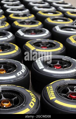 Pneus Pirelli. Grand Prix d'Italie, jeudi 3 septembre 2015. Monza Italie. Banque D'Images