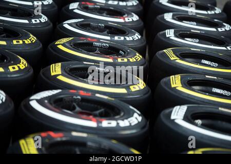 Pneus Pirelli. Grand Prix d'Italie, jeudi 3 septembre 2015. Monza Italie. Banque D'Images