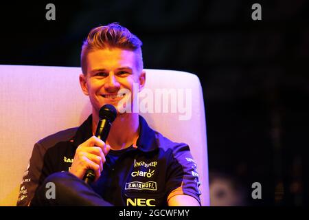 Nico Hulkenberg (GER) Sahara Force India F1 au Forum des fans. Grand Prix des États-Unis, jeudi 22 octobre 2015. Circuit of the Americas, Austin, Texas, États-Unis. Banque D'Images