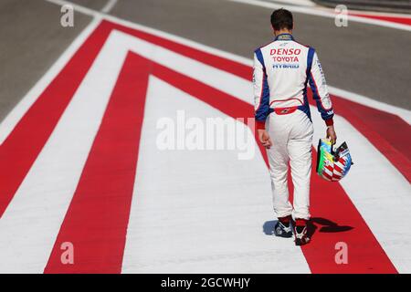 Alex Wurz (AUT) Toyota Hybrid Racing, qui prend sa retraite après la course de 6 heures de Bahreïn. Championnat du monde d'endurance FIA, Round 8, jeudi 19 novembre 2015. Sakhir, Bahreïn. Banque D'Images