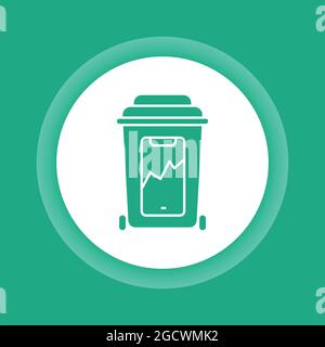E-waste recyclable color glyph button icon. Waste recycling. Illustration de Vecteur
