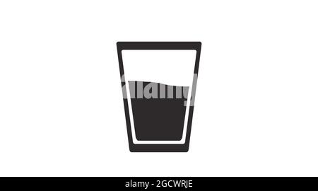 Icône verre d'eau. Illustration noire et blanche plane modifiable isolée par vecteur Illustration de Vecteur