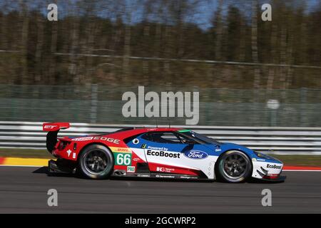 Stefan Mucke (GER) / Oliver Pla (FRA) #66 Ford Chip Ganassi Team UK Ford GT. Championnat du monde d'endurance de la FIA, deuxième manche, jeudi 5 mai 2016. Spa-Francorchamps, Belgique. Banque D'Images