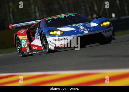 Stefan Mucke (GER) / Oliver Pla (FRA) #66 Ford Chip Ganassi Team UK Ford GT. Championnat du monde d'endurance de la FIA, deuxième manche, jeudi 5 mai 2016. Spa-Francorchamps, Belgique. Banque D'Images