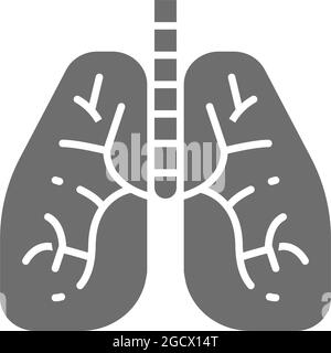 Poumons, organe humain icône grise. Isolé sur fond blanc Illustration de Vecteur
