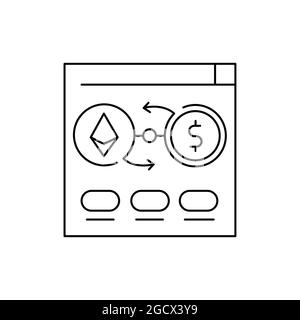 Symbole de la crypto-monnaie d'échange icône de ligne de couleur. Offre publique initiale. Pictogramme pour page Web, application mobile, Promo. Élément de conception UI UX GUI. St modifiable Illustration de Vecteur