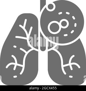 Cancer des poumons, tumeur maligne, icône grise d'oncologie. Illustration de Vecteur