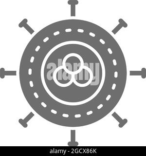 Cellule de cancer, virus, infection, icône grise d'oncologie. Illustration de Vecteur