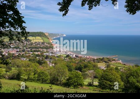 Vue sur Sidmouth et la côte jurassique, à l'est, Sidmouth, côte jurassique, Devon, Angleterre, Royaume-Uni, Europe Banque D'Images