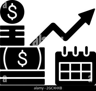 Investissement à long terme icône de glyphe noir Illustration de Vecteur