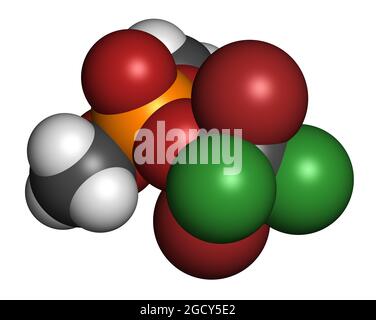 Molécule d'insecticide composé (classe organophosphate). Rendu 3D. Banque D'Images