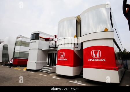 Honda motorhome. Grand Prix d'Espagne, jeudi 10 mai 2018. Barcelone, Espagne. Banque D'Images