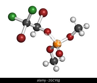 Molécule d'insecticide composé (classe organophosphate). Rendu 3D. Banque D'Images