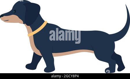 Adoption du caractère vectoriel de couleur semi-plat de dachshund Dog Illustration de Vecteur