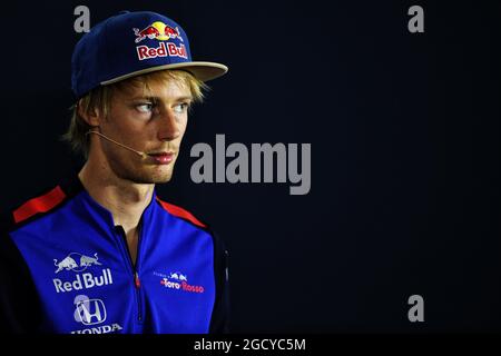 Brendon Hartley (NZL) Scuderia Toro Rosso à la Conférence de presse de la FIA. Grand Prix d'Allemagne, jeudi 19 juillet 2018. Hockenheim, Allemagne. Banque D'Images