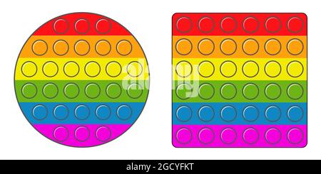 Simple fossle multicolore antistress arc-en-ciel vecteur jouet tactile et éducatif simple fossle pop Illustration de Vecteur