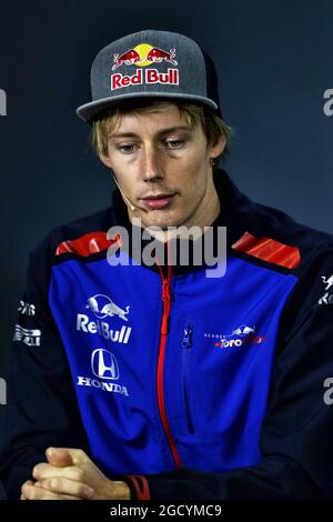 Brendon Hartley (NZL) Scuderia Toro Rosso à la Conférence de presse de la FIA. Grand Prix brésilien, jeudi 8 novembre 2018. Sao Paulo, Brésil. Banque D'Images