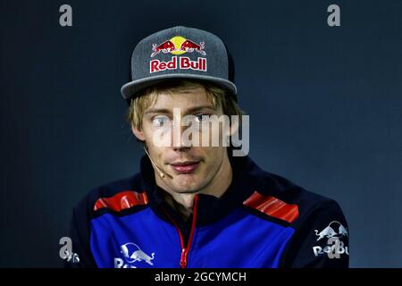 Brendon Hartley (NZL) Scuderia Toro Rosso à la Conférence de presse de la FIA. Grand Prix brésilien, jeudi 8 novembre 2018. Sao Paulo, Brésil. Banque D'Images