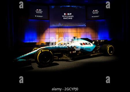 Williams Racing 2019 dévoilement de la livery. Williams Racing Livery dévoile. Lundi 11 février 2019. Siège de Williams Racing, Grove, Angleterre Banque D'Images