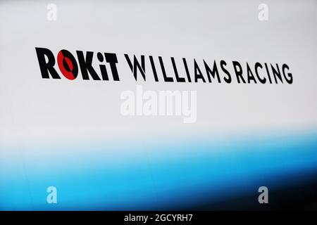 Logo Williams Racing. Test Formula One, jour 4, jeudi 21 février 2019. Barcelone, Espagne. Banque D'Images