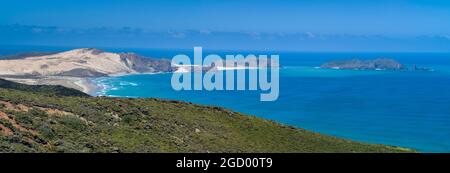 Vue panoramique sur la côte, te Hapua, Kaitaia, Far North District, North Island, Nouvelle-Zélande Banque D'Images