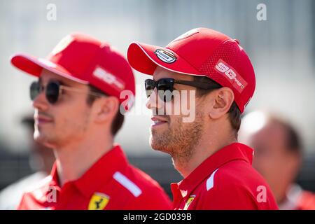 Sebastian Vettel (GER) Ferrari avec Charles Leclerc (mon) Ferrari. Grand Prix du Canada, jeudi 6 juin 2019. Montréal, Canada. Banque D'Images